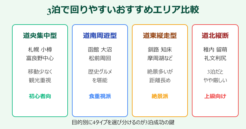 北海道ツーリング つまらない3泊で回りやすいおすすめエリア比較