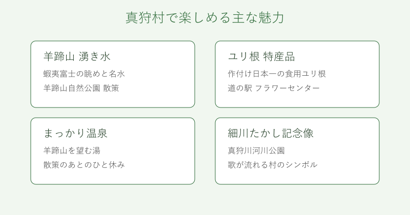 真狩村の見どころを4分野で整理した図
