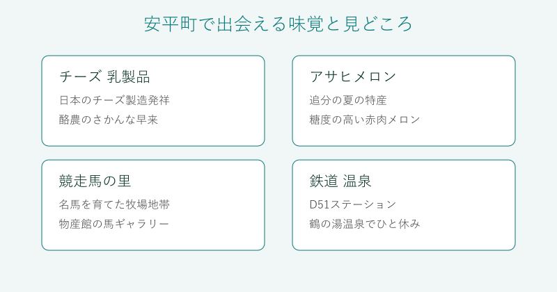 安平町の食と見どころを4分野で整理した図
