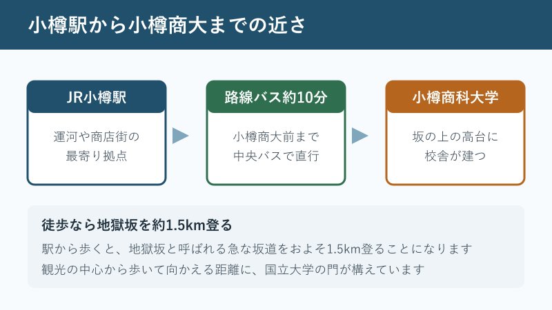 小樽駅から小樽商大までのアクセス図