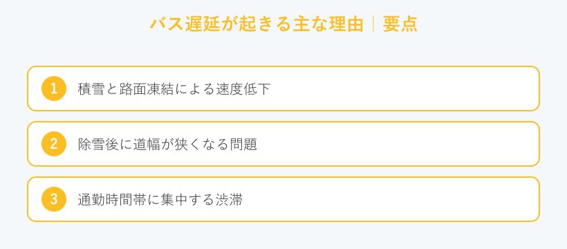 バス遅延が起きる主な理由の要点