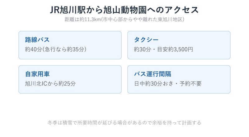 旭川駅から旭山動物園へのアクセス比較